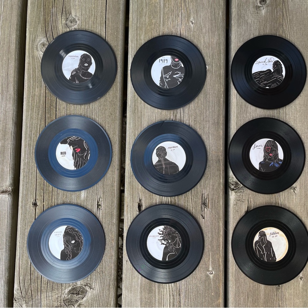 Taylor Swift Non Official Vinyl Like Coasters Set of 9
